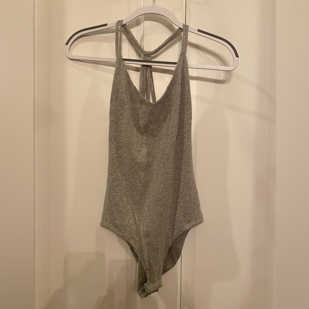 Solemio Gray Strappy Bodysuit S